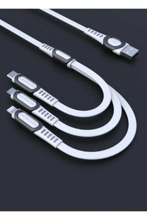 Konfulon DC19 3in1 USB Kablo 1.3M 3A - Beyaz