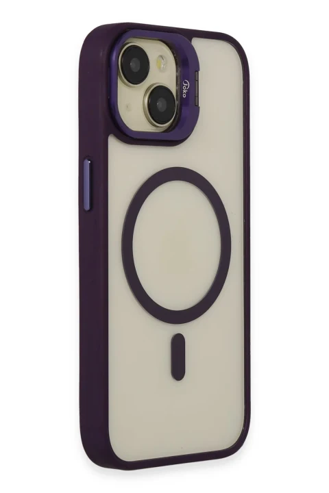 Joko Apple iPhone 15 Kılıf Roblox Lens Magsafe Standlı Kapak - Derin Mor