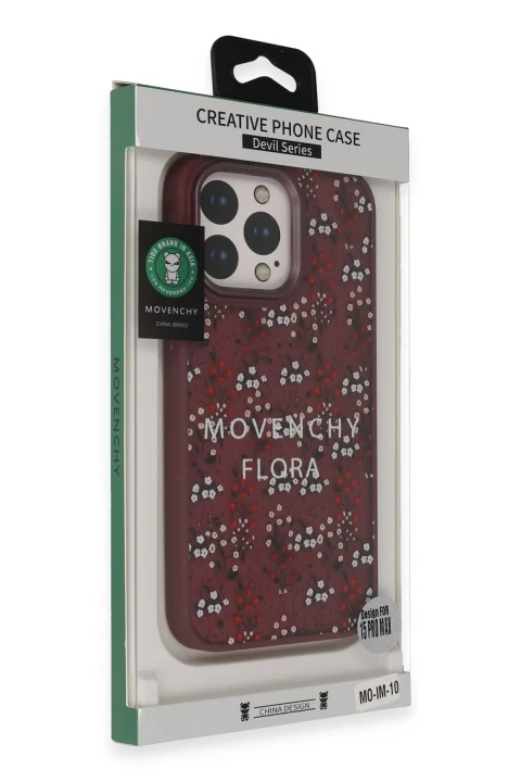 Movenchy Apple iPhone 15 Terra Desenli Kapak - Pembe - 1