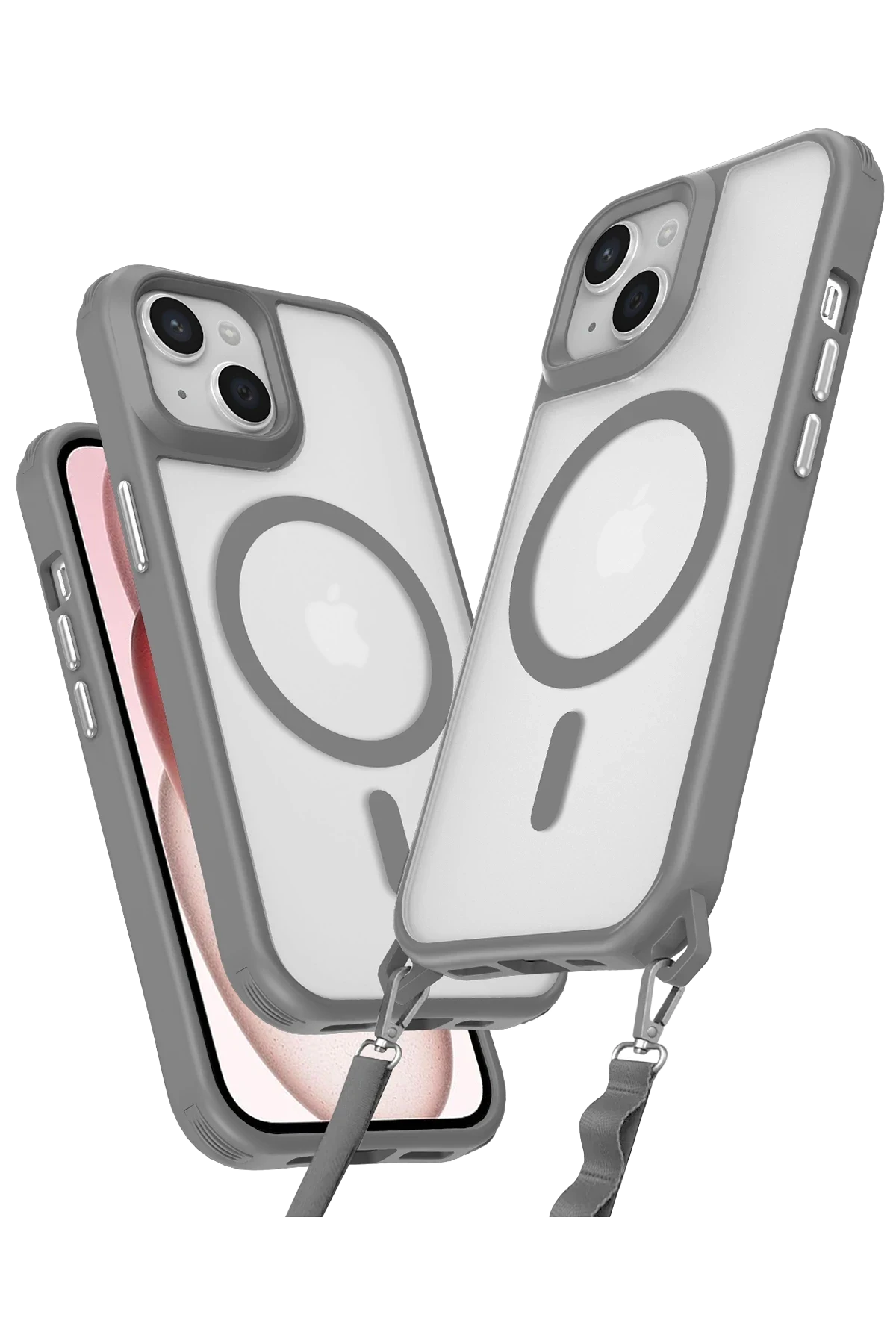 uryport Apple iPhone 15 Plus Kılıf Enka Magsafe Silikon Kılıf - Titan Gri