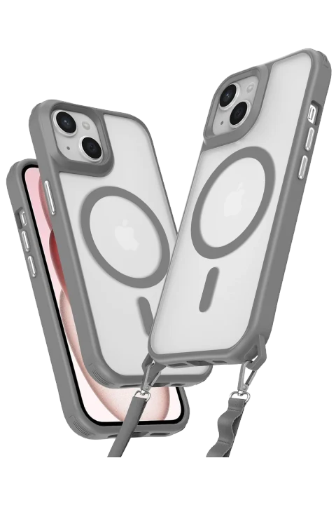 uryport Apple iPhone 15 Plus Kılıf Enka Magsafe Silikon Kılıf - Titan Gri