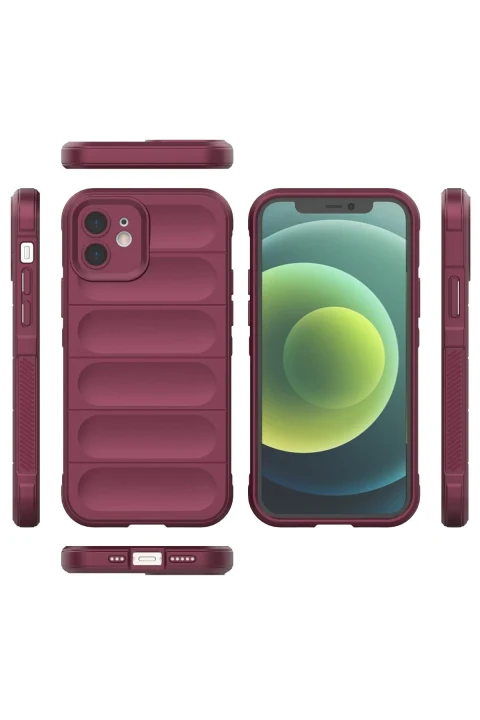 uryport Apple iPhone 12 Kılıf Optimum Silikon - Bordo