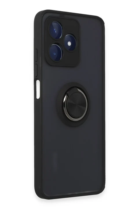 uryport Realme C53 Kılıf Montreal Yüzüklü Silikon Kapak - Siyah