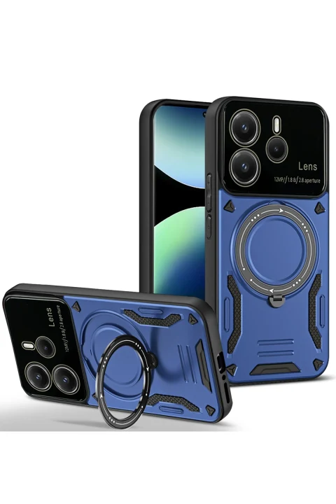 uryport Xiaomi Redmi Note 14 4G Kılıf Joy Lens Standlı Kapak - Lacivert