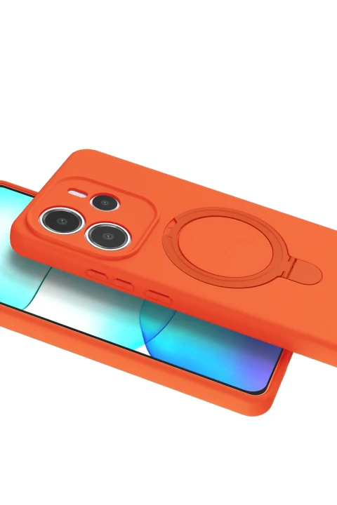 uryport Xiaomi Redmi Note 14 4G Regal Magsafe Standlı Kapak - Turuncu