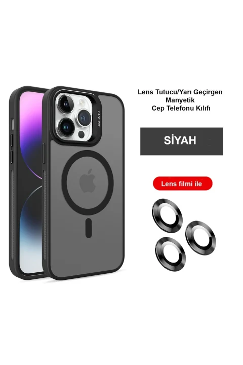 Joko Apple iPhone 15 Pro Kılıf Flet Lens Magsafe Kapak - Siyah