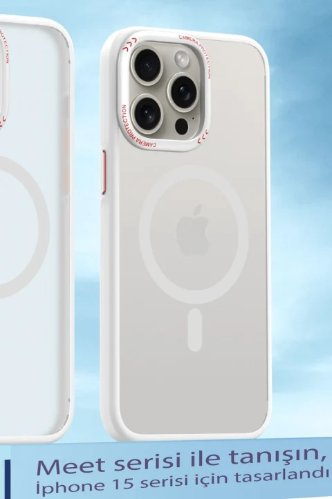 Movenchy Apple iPhone 15 Pro Max Kılıf Radyant Magsafe Kapak - Beyaz