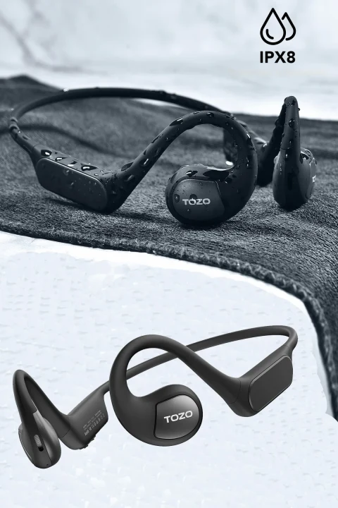 Tozo OpenReal IPX8 Su Geçirmez 16.2mm Dinamik Sürücü Bluetooth 5.3 Kablosuz TWS Airpods Kulaklık - Siyah