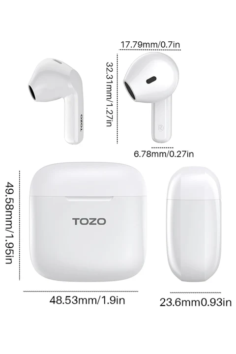 Tozo A3 Çağrı Gürültü Engelleyici Özellikli Ultra Hafif Bluetooth 5.3 Kablosuz TWS Airpods Kulaklık - Beyaz