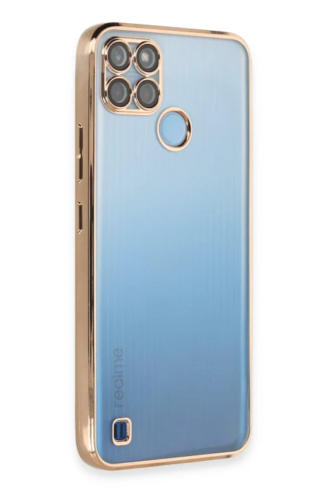 uryport Realme C25Y Kılıf Razer Lensli Silikon - Gold