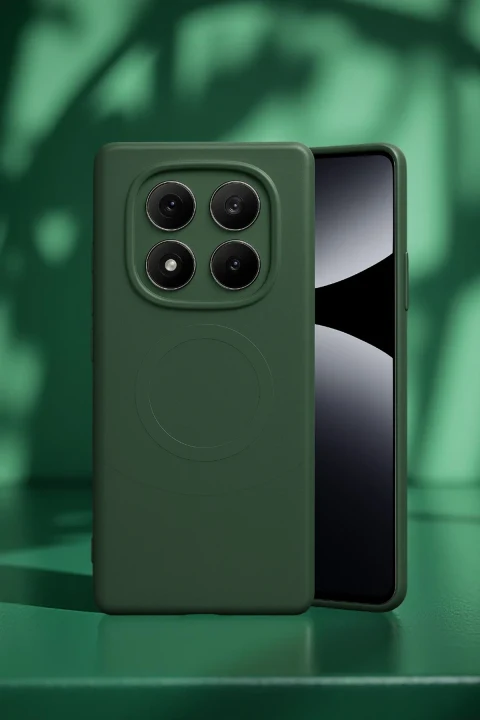 uryport Xiaomi Redmi Note 14 Pro 5G Kılıf Maya Karbon Kapak - Koyu Yeşil