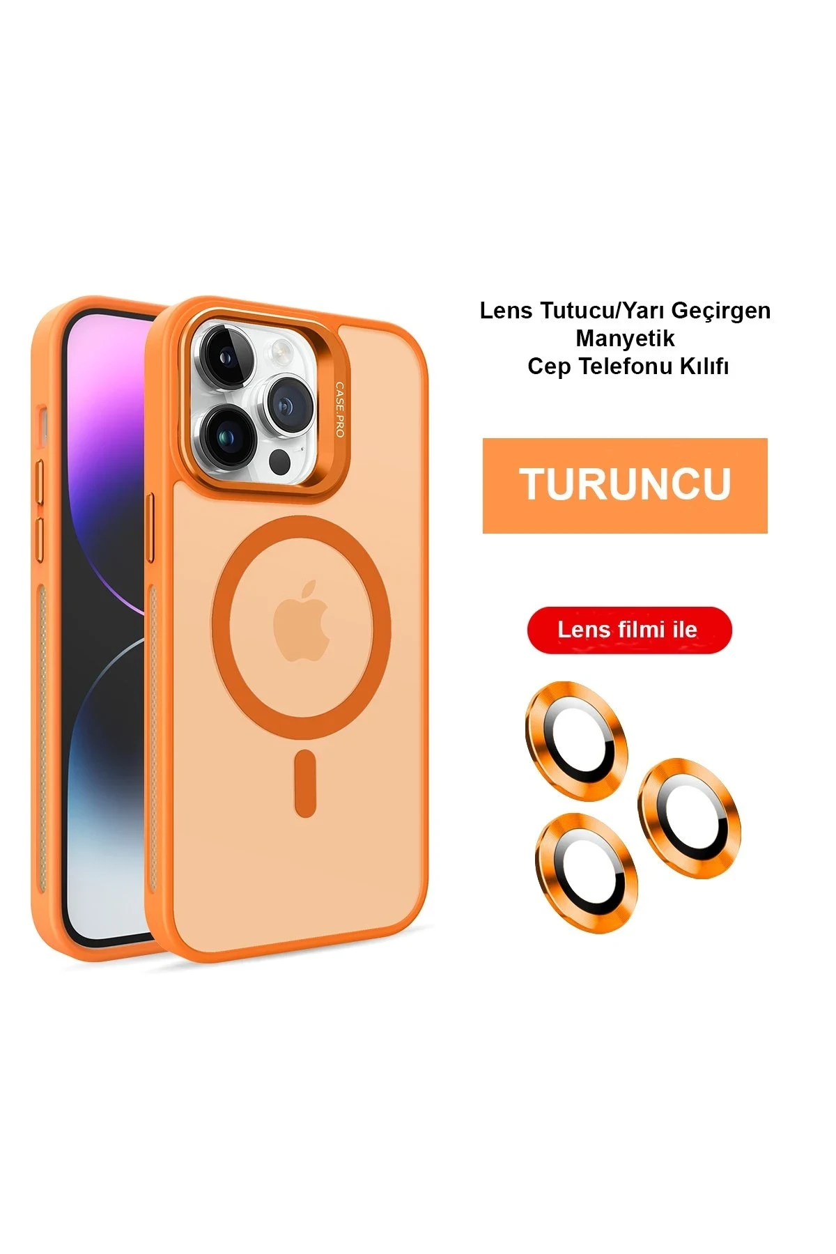 Joko Apple iPhone 13 Pro Max Flet Lens Magsafe Kapak - Turuncu
