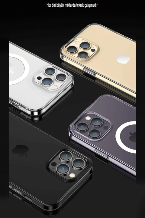 uryport Apple iPhone 15 Pro Kılıf Tron Şeffaf Magsafe Kapak - Siyah