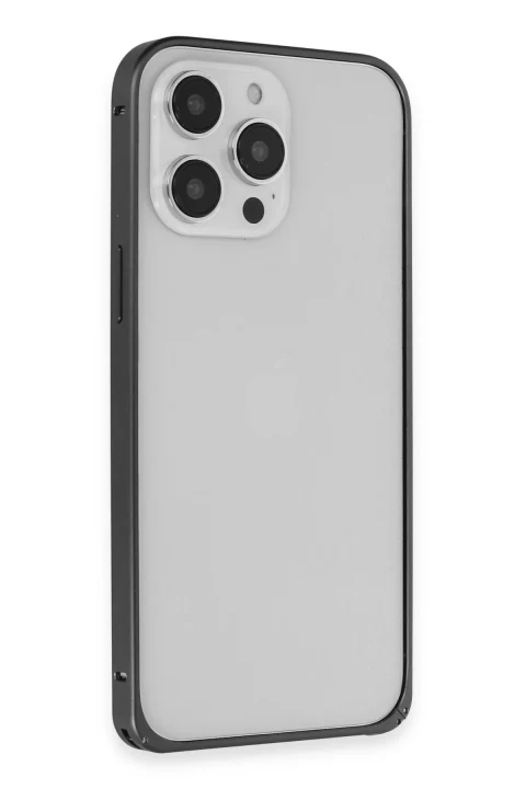 Joko Apple iPhone 15 Pro Kılıf Metal Bumper Magneticsafe Kapak - Siyah