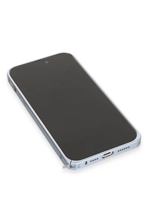 Joko Apple iPhone 13 Pro Max Kılıf Metal Bumper Magneticsafe Kapak - Sierra Blue