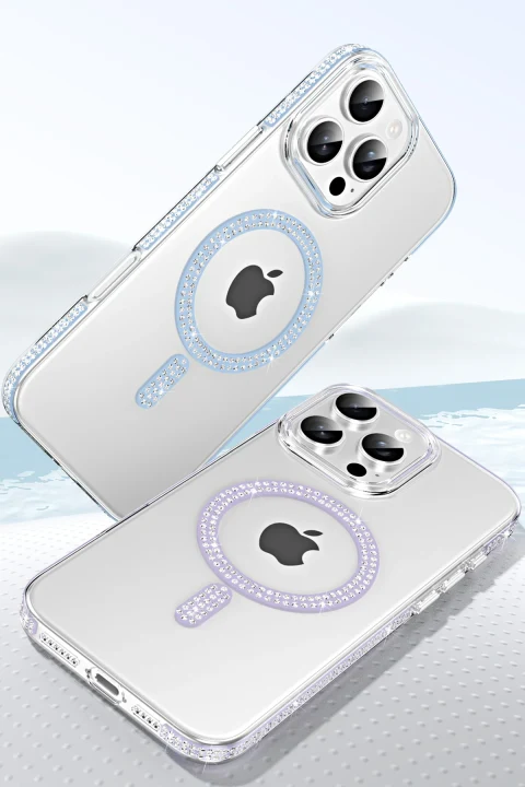 Joko Apple iPhone 15 Pro Max Move Taşlı Magsafe Kapak - Gümüş