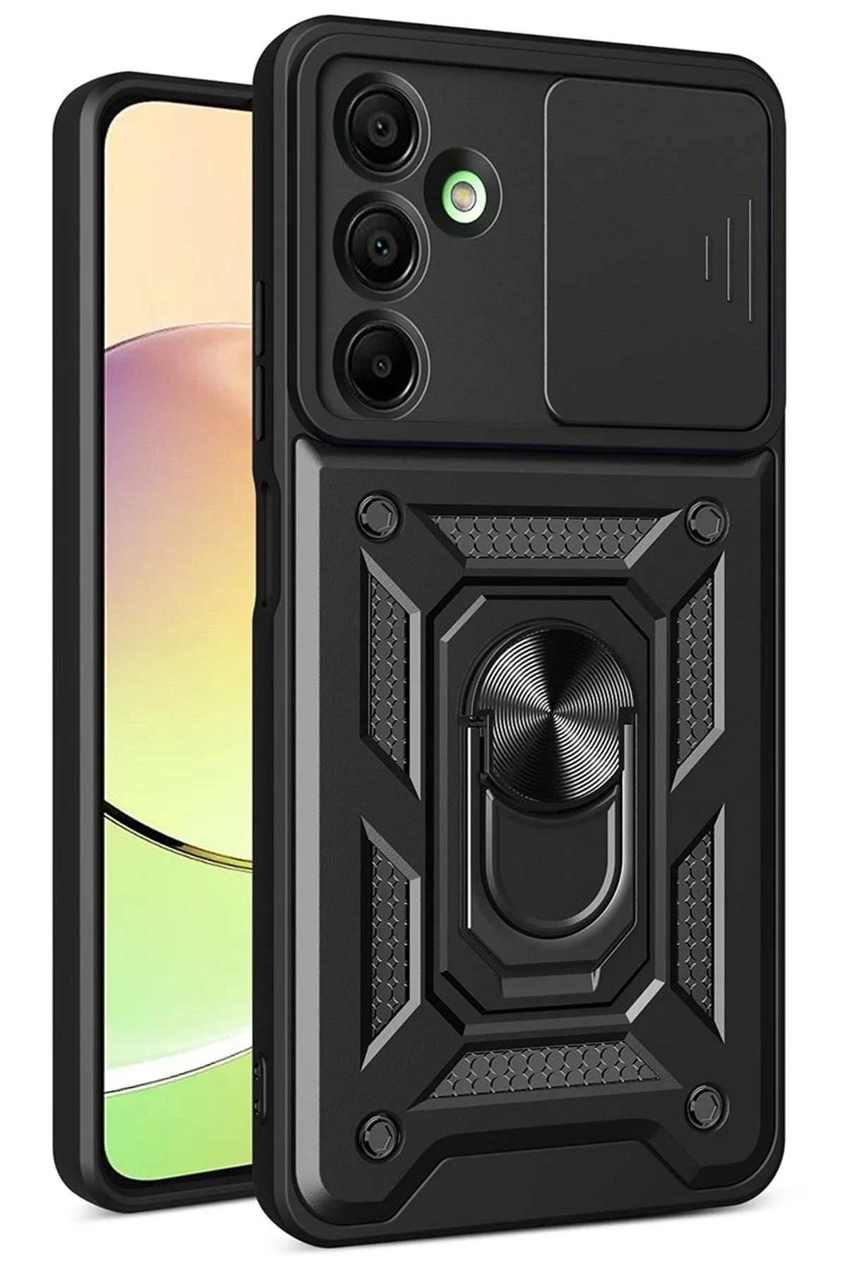 uryport Samsung Galaxy A26 Kılıf Pars Lens Yüzüklü Silikon - Siyah