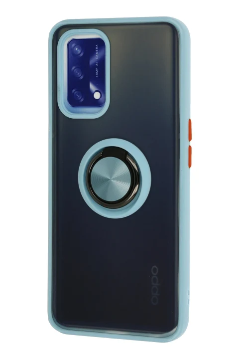 uryport Oppo A74 4G Kılıf Montreal Yüzüklü Silikon Kapak - Buz Mavi