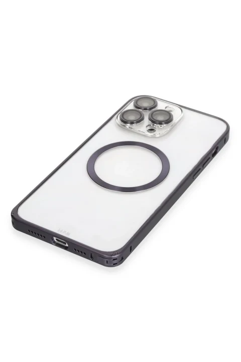 Joko Apple iPhone 14 Pro Max Kılıf Metal Bumper Magneticsafe Kapak - Derin Mor