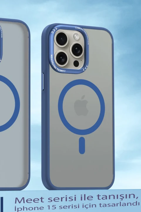Movenchy Apple iPhone 15 Pro Kılıf Radyant Magsafe Kapak - Lacivert