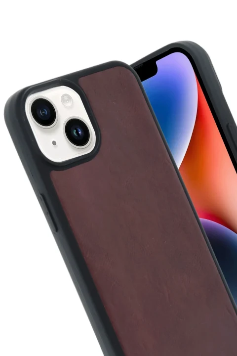 uryport Apple iPhone 15 Kılıf Aras Deri Kapak - Bordo