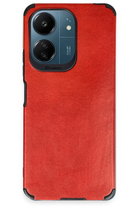 uryport Xiaomi Redmi 13C Kılıf Loop Deri Silikon - Kırmızı