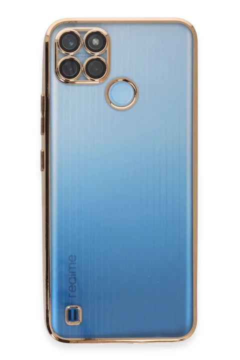 uryport Realme C25Y Kılıf Razer Lensli Silikon - Gold