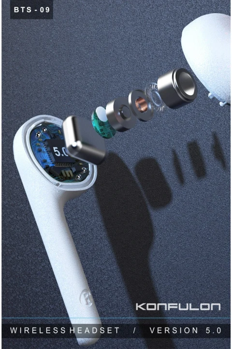 Konfulon BTS09 Kablosuz Airpods Kulaklık - Beyaz