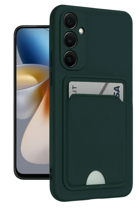 uryport Samsung Galaxy A16 5G Kılıf Kelvin Kartvizitli Silikon - Koyu Yeşil