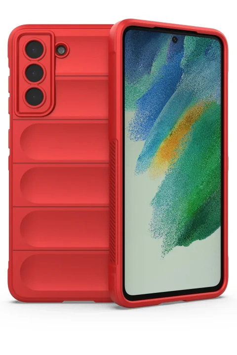 uryport Samsung Galaxy S21 Plus Kılıf Optimum Silikon - Kırmızı