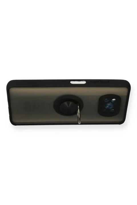 uryport Xiaomi Pocophone X3 Kılıf Montreal Yüzüklü Silikon Kapak - Siyah