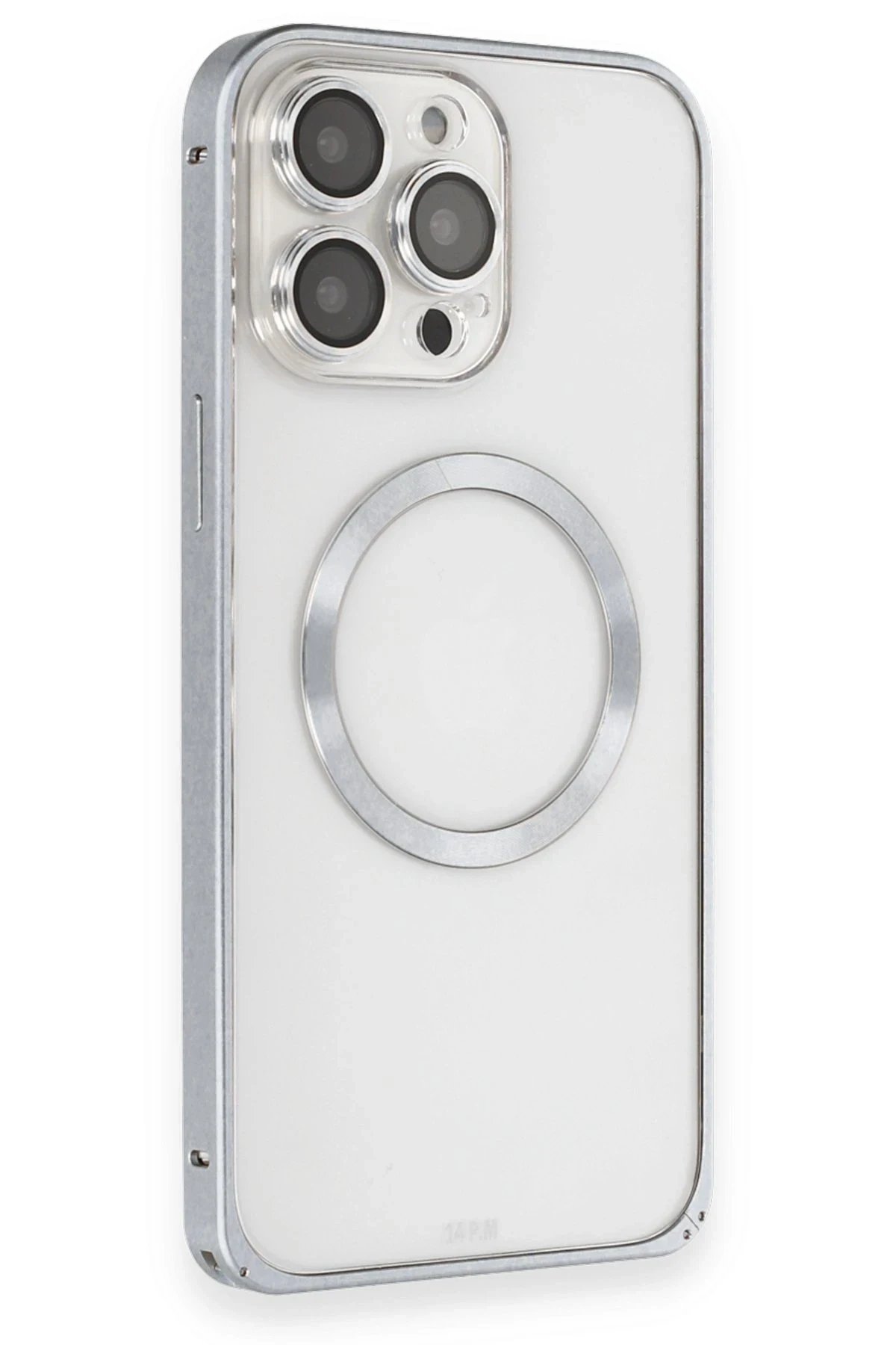 Joko Apple iPhone 15 Pro Kılıf Metal Bumper Magneticsafe Kapak - Gri