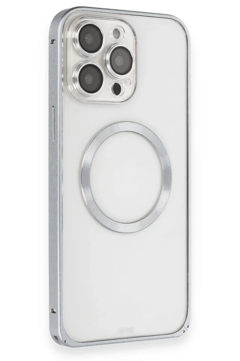 Joko Apple iPhone 15 Pro Kılıf Metal Bumper Magneticsafe Kapak - Gri
