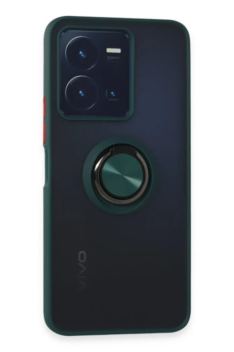uryport Vivo Y35 Kılıf Montreal Yüzüklü Silikon Kapak - Yeşil