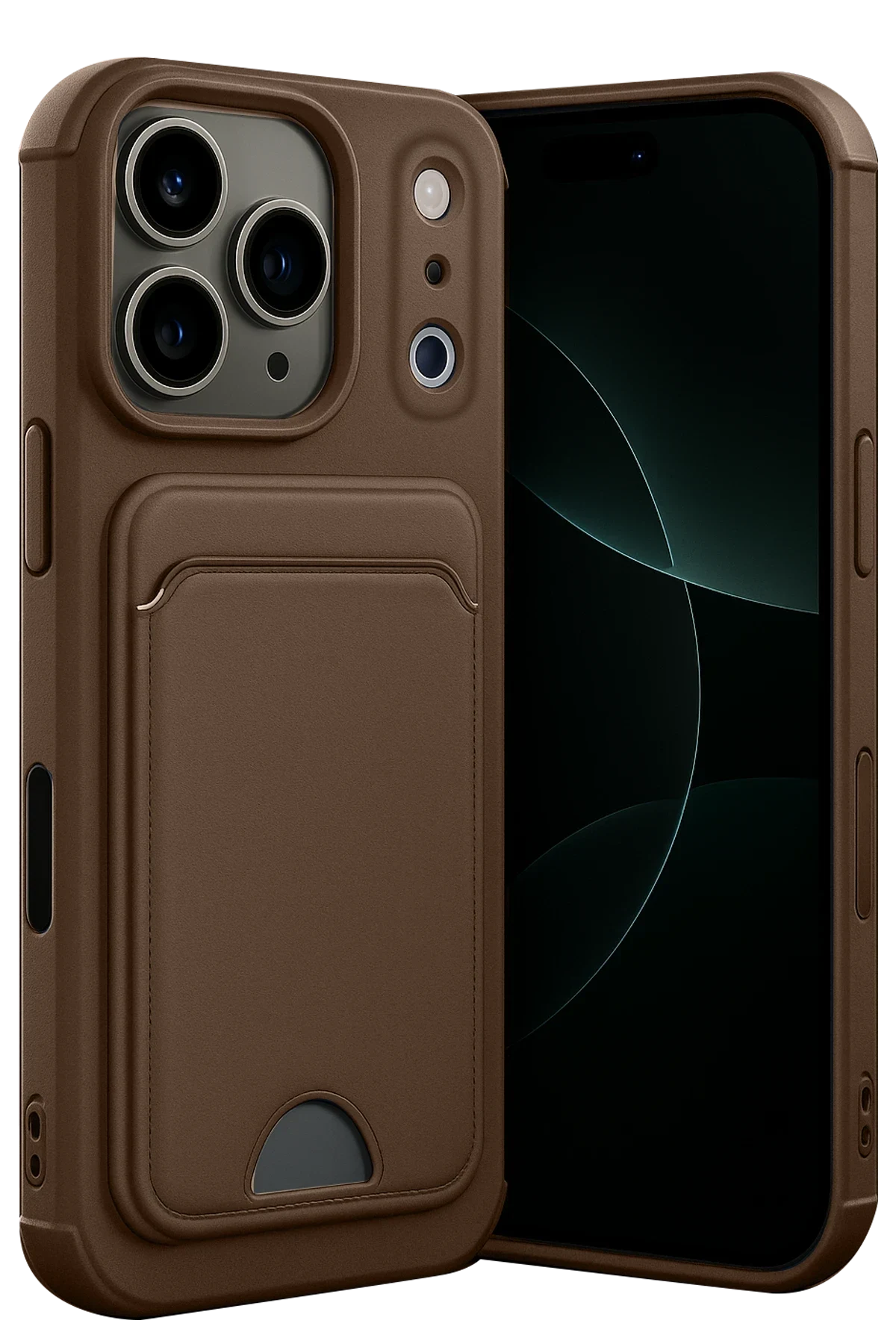 uryport Apple iPhone 17 Pro Kelvin Kartvizitli Silikon - Kahverengi