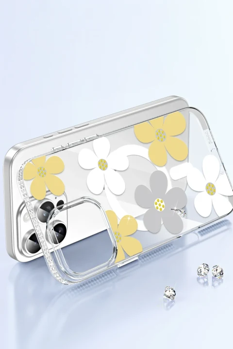 Joko Apple iPhone 15 Floral Magsafe Kapak - Beyaz