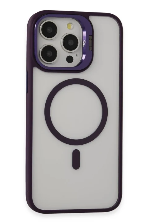 Joko Apple iPhone 15 Pro Max Kılıf Roblox Lens Magsafe Standlı Kapak - Derin Mor