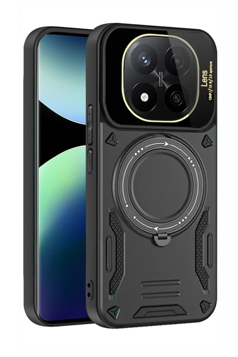uryport Xiaomi 14T Pro Kılıf Joy Lens Standlı Kapak - Siyah