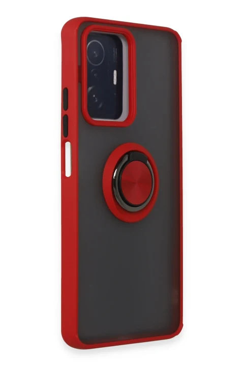 uryport Xiaomi Mi 11T Pro Kılıf Montreal Yüzüklü Silikon Kapak - Kırmızı