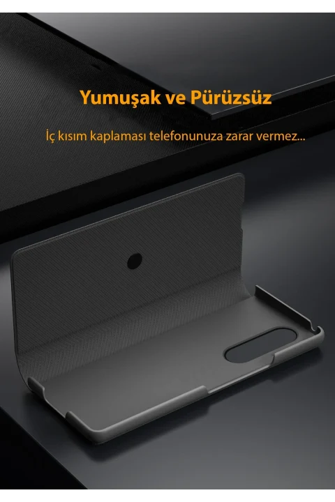 uryport Samsung Galaxy Z Fold 3 Kılıf Fold Karbon Kapak - Siyah