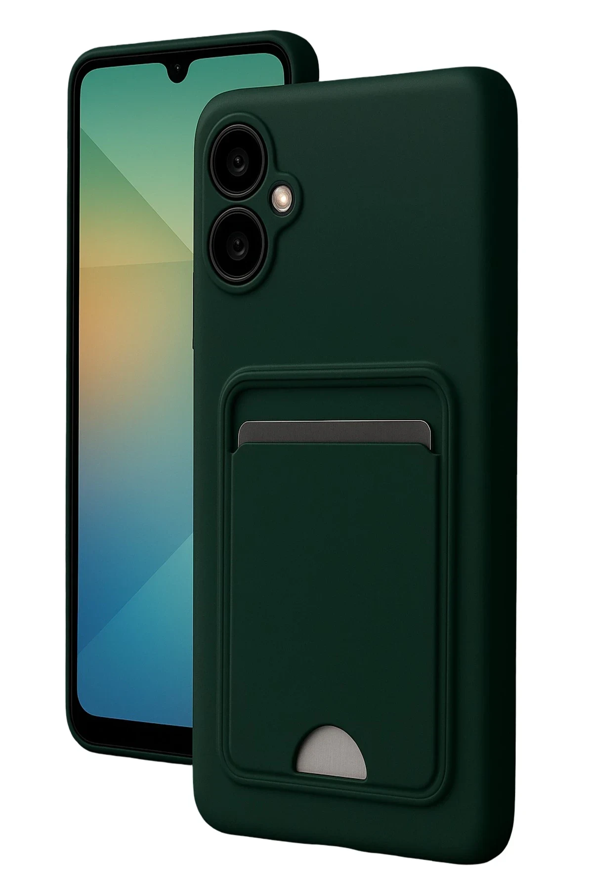 uryport Samsung Galaxy A06 Kılıf Kelvin Kartvizitli Silikon - Koyu Yeşil