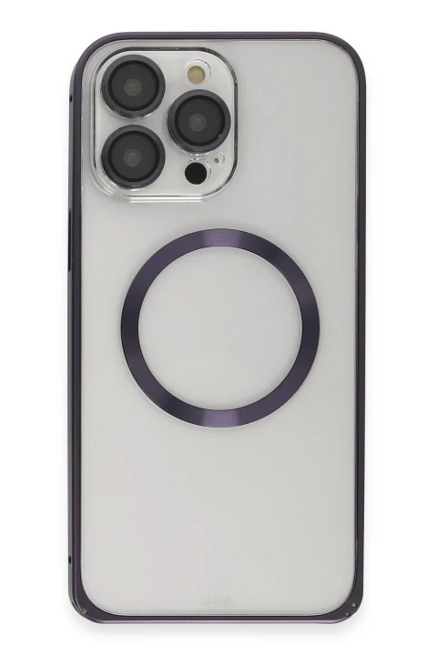 Joko Apple iPhone 14 Pro Max Kılıf Metal Bumper Magneticsafe Kapak - Derin Mor