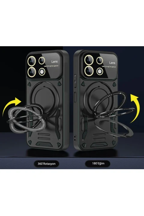 uryport Realme C55 Kılıf Joy Lens Standlı Kapak - Mor