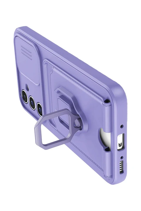 uryport Samsung Galaxy A16 5G Kılıf Zuma Kartvizitli Yüzüklü Silikon - Lila