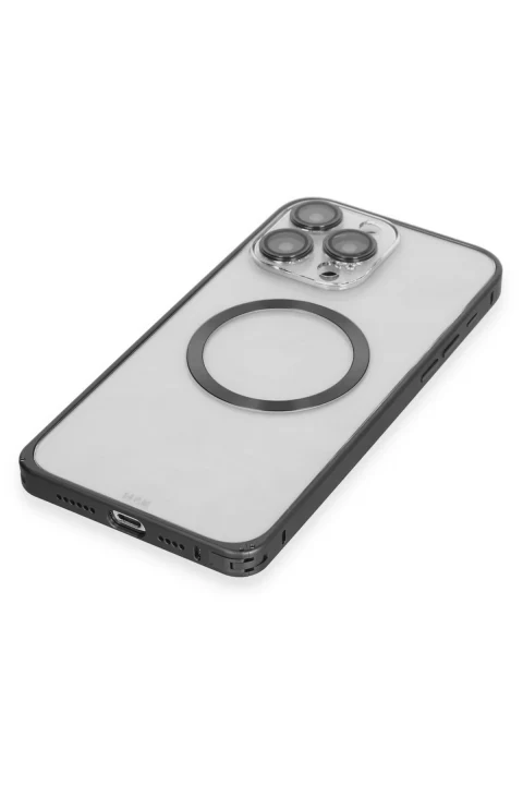 Joko Apple iPhone 15 Pro Kılıf Metal Bumper Magneticsafe Kapak - Siyah