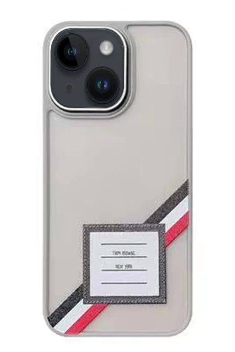 Movenchy Apple iPhone 15 Terra Desenli Kapak - Gri - 1