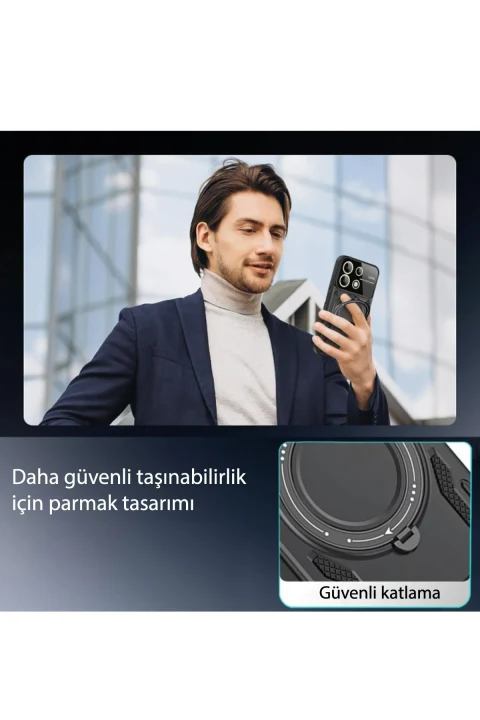 uryport Xiaomi Redmi Note 12 Pro 5G Kılıf Joy Lens Standlı Kapak - Kırmızı
