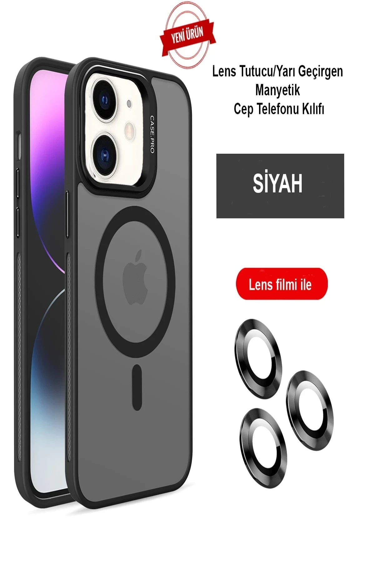 Joko Apple iPhone 12 Flet Lens Magsafe Kapak - Siyah