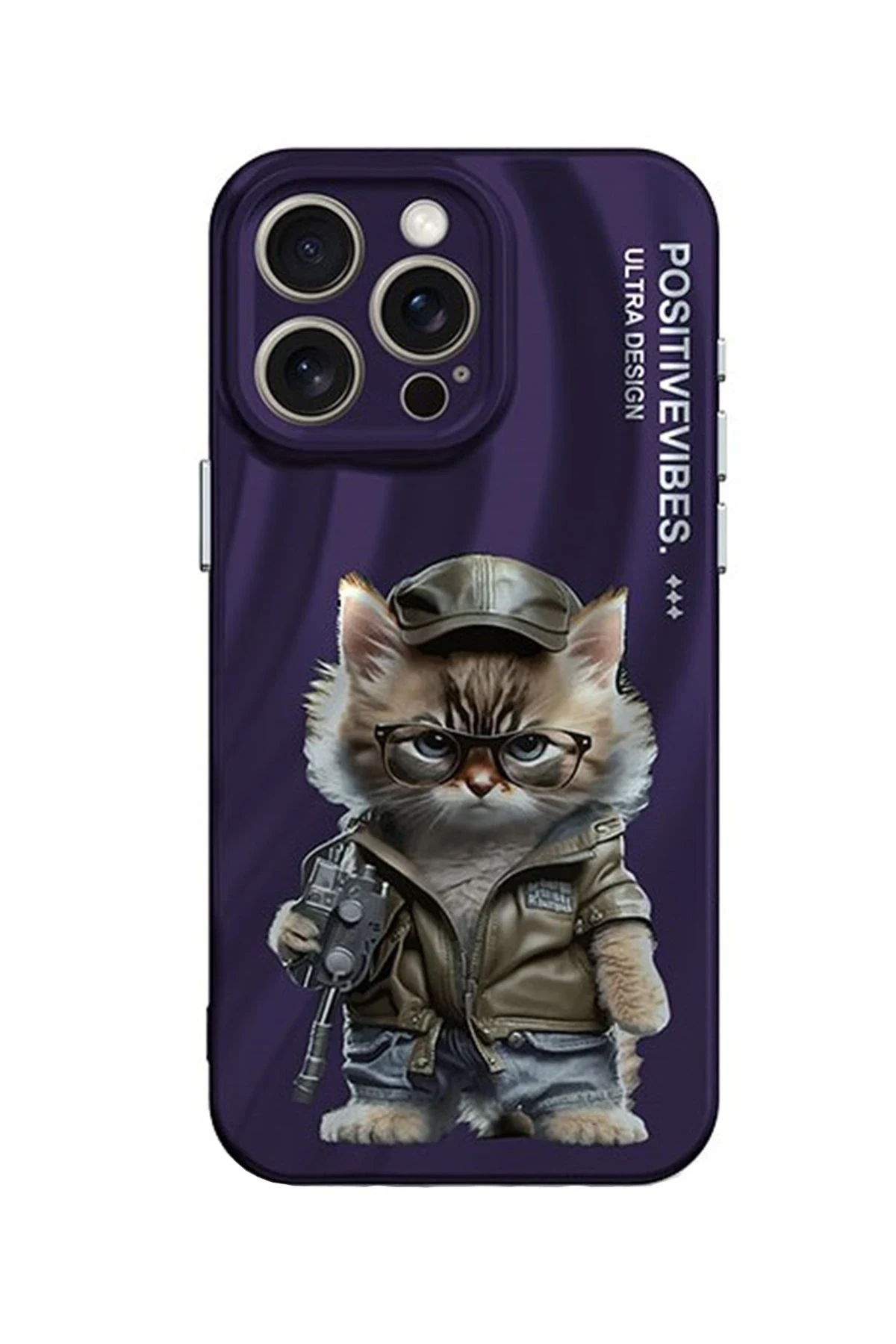 uryport Apple iPhone 15 Pro Kılıf Crew Desenli Kapak - Kedi - 2