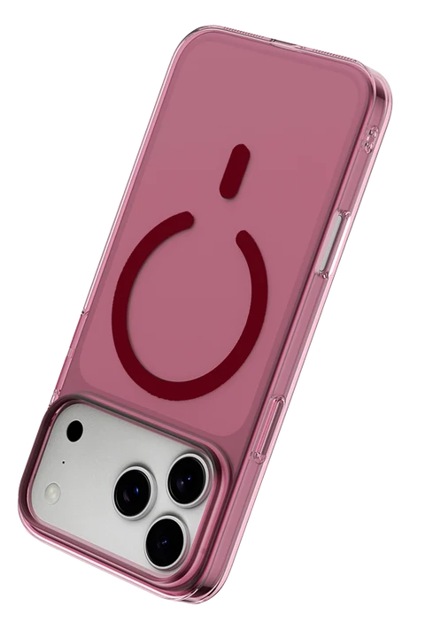 uryport Apple iPhone 18 Pro Max Combo Sert Şeffaf Magsafe Kapak - Bordo